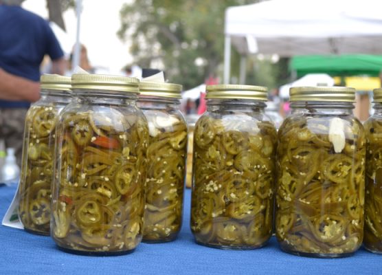 Jars of pickled jalapenos