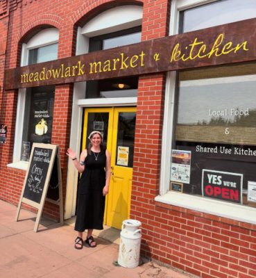 Women in front of building