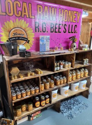 Display of honey jars