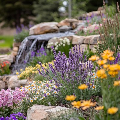 Flowers in a rock landscape