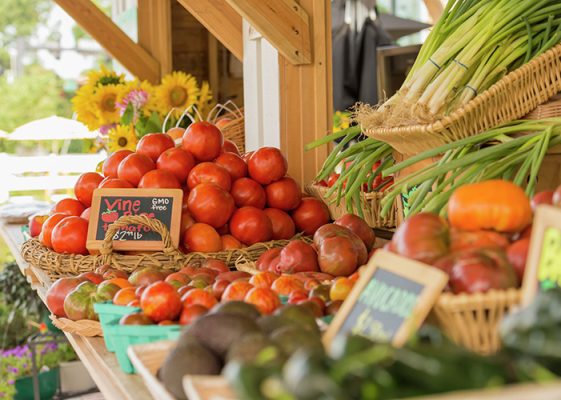 Table of fresh produce