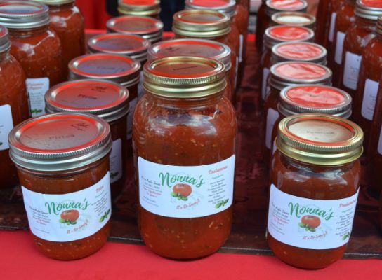 Jars of homemade pasta sauces