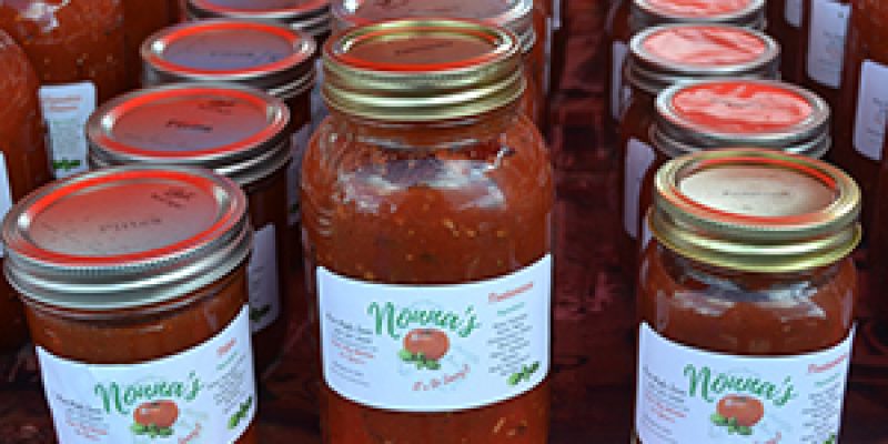 Jars of tomato sauce