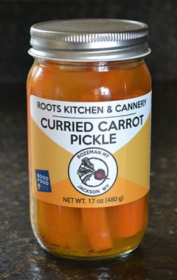 Jar of pickled carrots