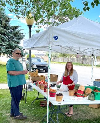 Women working at farmers' market