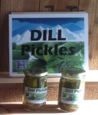 Jars of homemade pickles