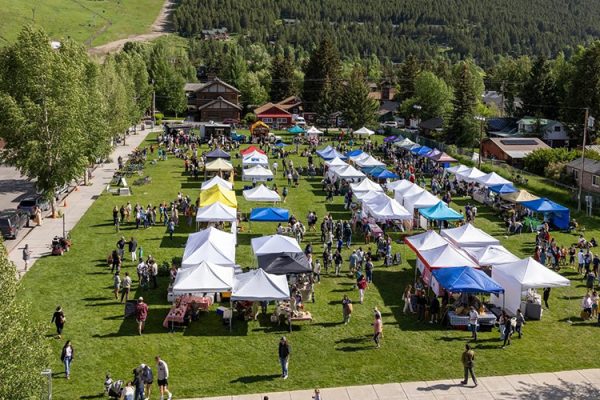 Tents at a farmers market.