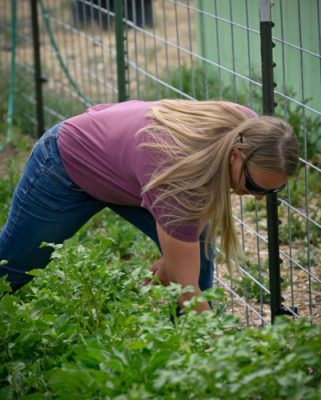 Woman working in garden