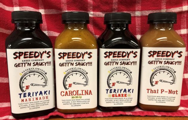 Bottles of Speedy's Sauces