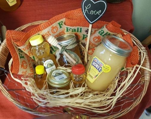 Basket of honey products