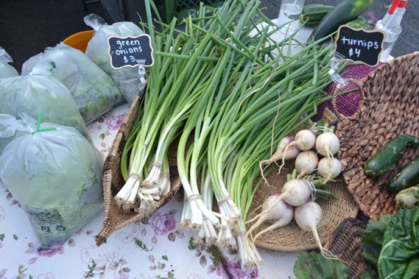Fresh produce including onions and garlic