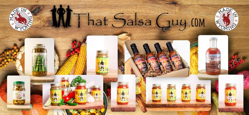 Display of That Salsa Guy products