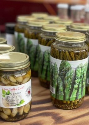 Jars of pickled vegetables