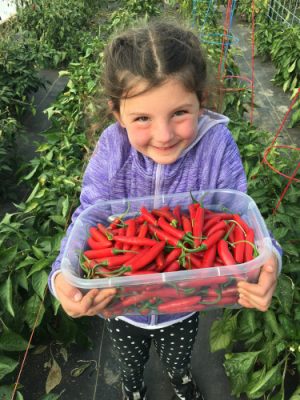 Girl with peppers