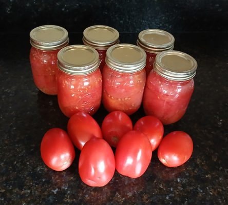 Jars of tomato sauce and fresh tomatoes